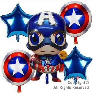 SET DE GLOBOS METALIZADO CAPITAN AMERICA 5 UNIDADES X 1